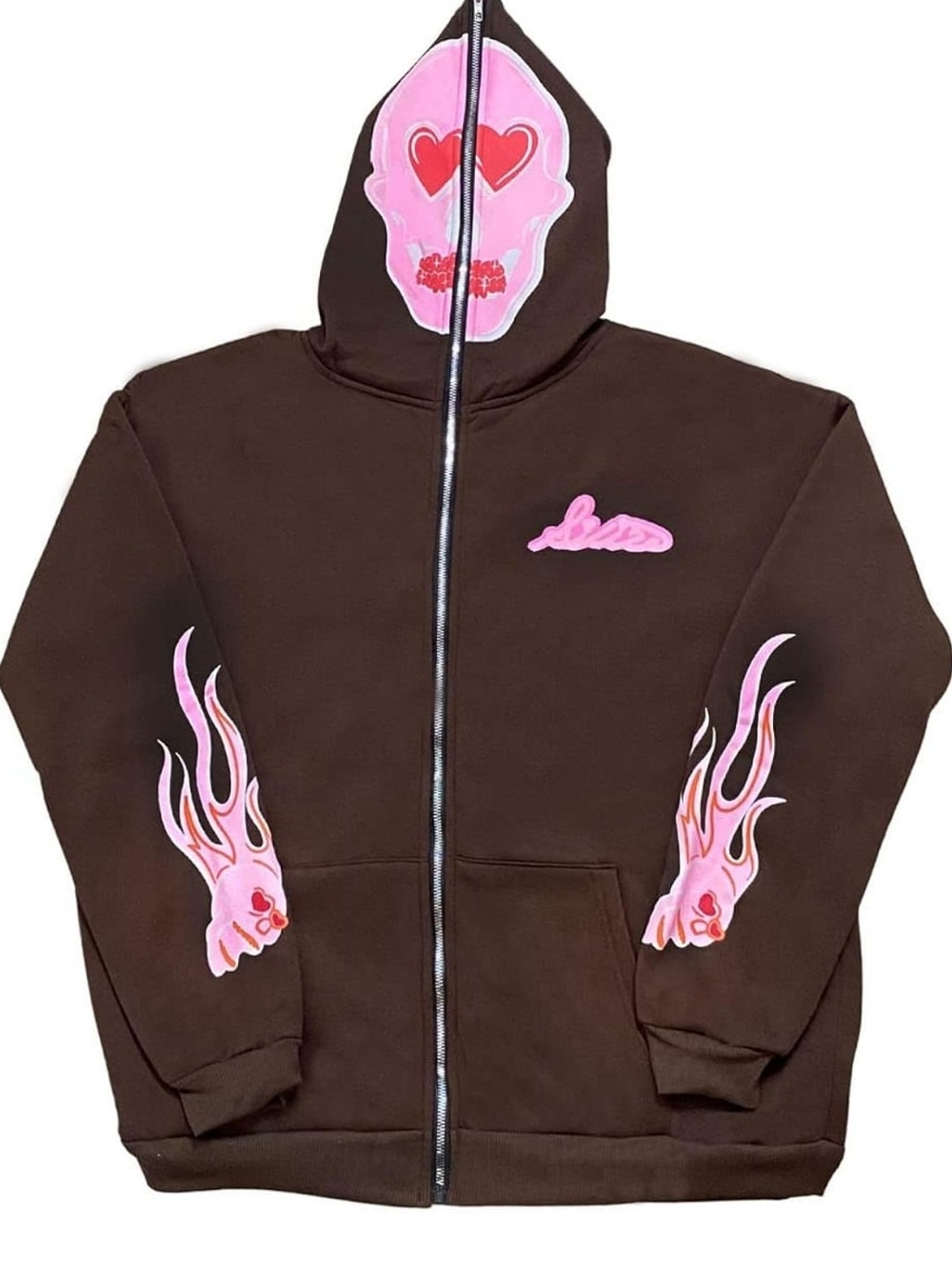 Members Only Hoodie with Pink Skull & Flames